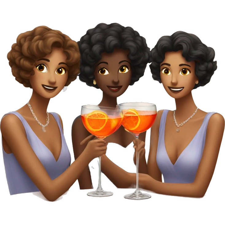 Three beautiful ladies drinking aperol  emoji