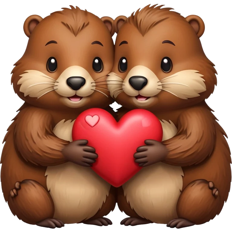 two beavers holding a heart emoji