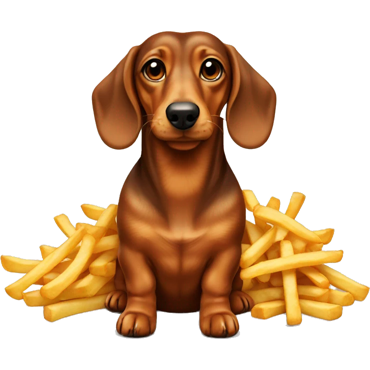 daschund with french fries emoji
