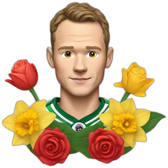 Jonathan Toews as rainbow with daffodils and roses emoji