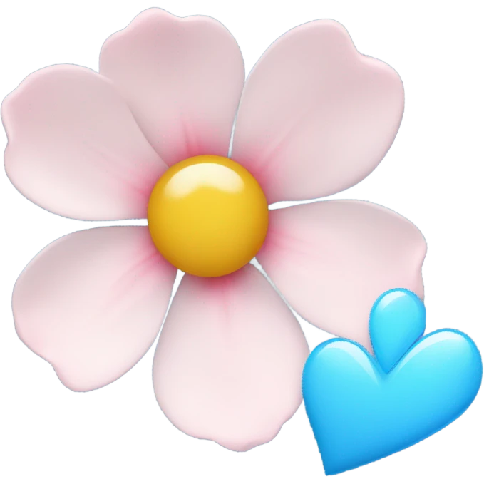 sakura flower and blue heart emoji