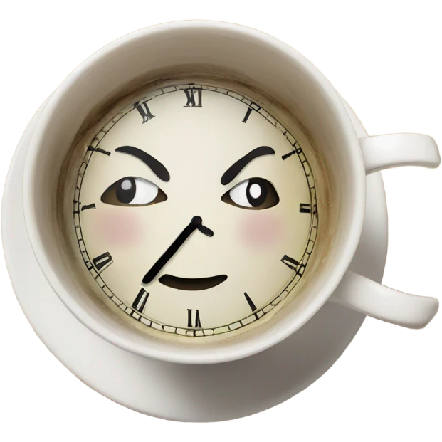 clock inside of a tea cup emoji