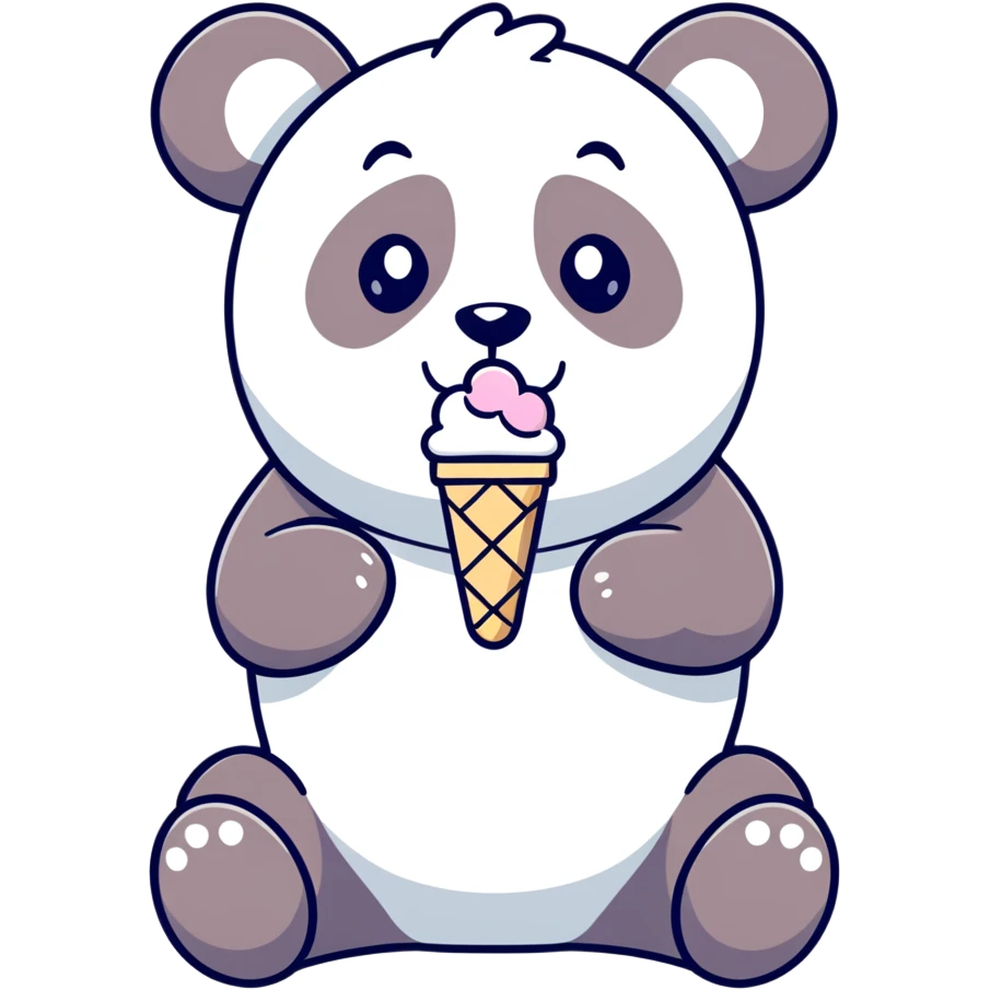 Panda eating ice cream emoji