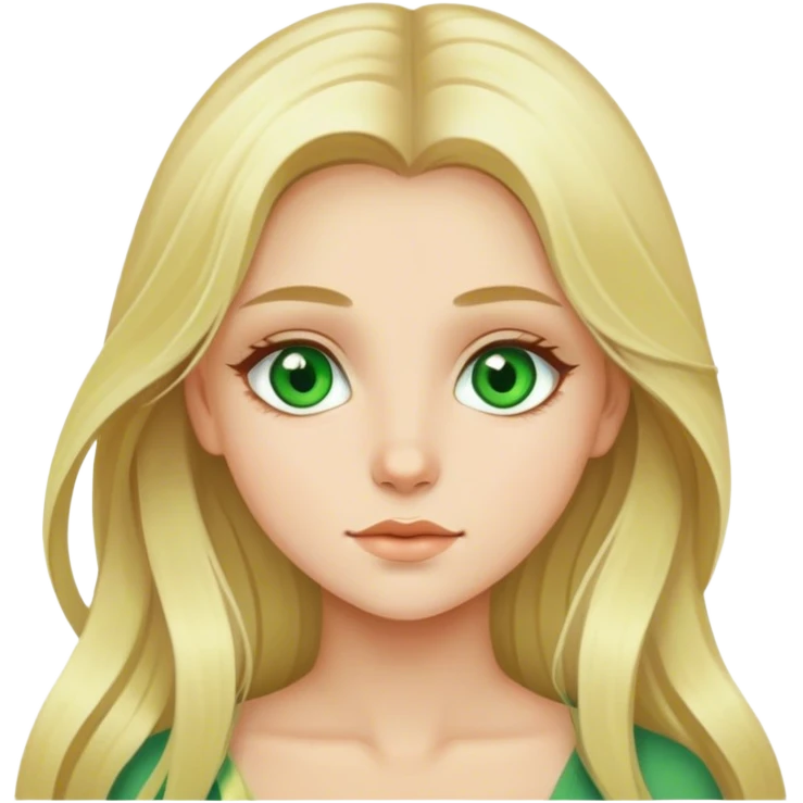 Green-eyed blonde girl with beautiful long hair aesthetics emoji