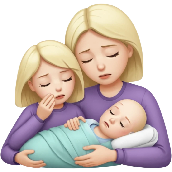 tired parent taking care of sick child emoji