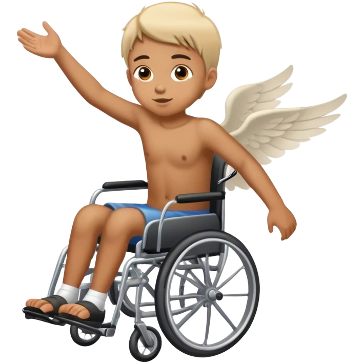 Kid in a wheelchair flying emoji