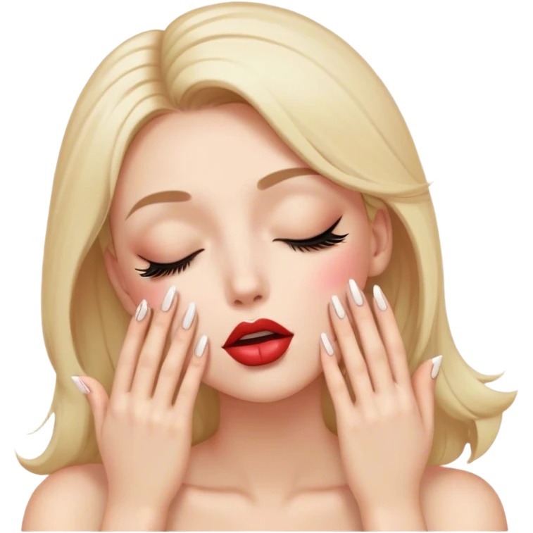 Kiss face eyes closed long lashes hands long nails emoji