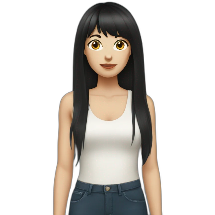 white women with long black hair with bangs emoji