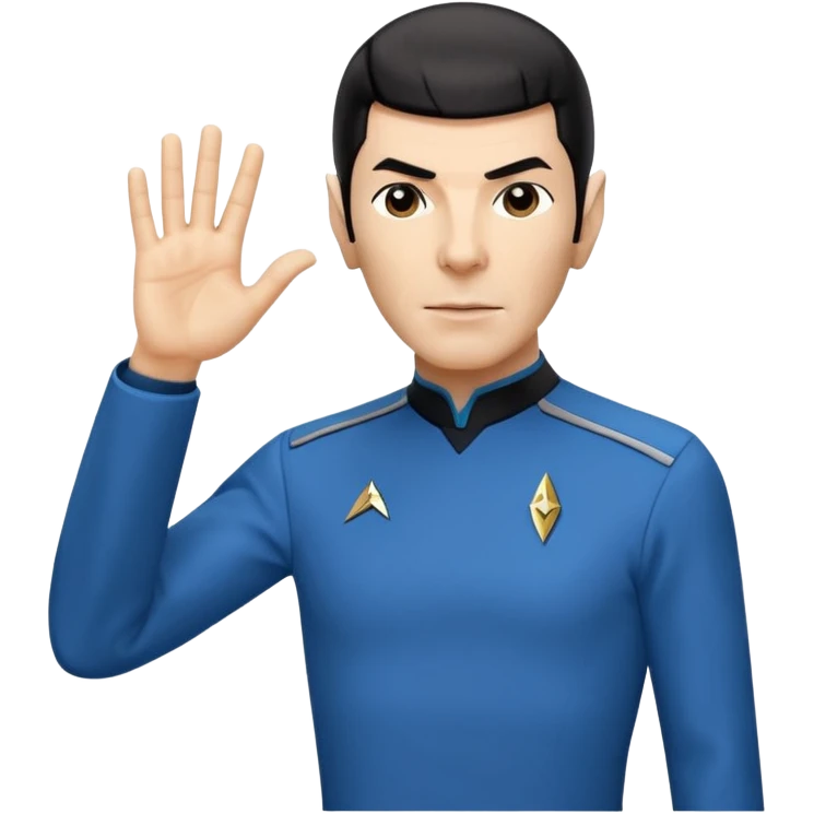 Spock making the Vulcan salute in Starfleet blue uniform (Star Trek) emoji