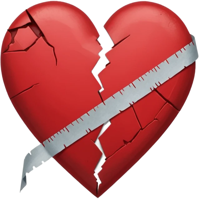 a dark red broken heart taped emoji