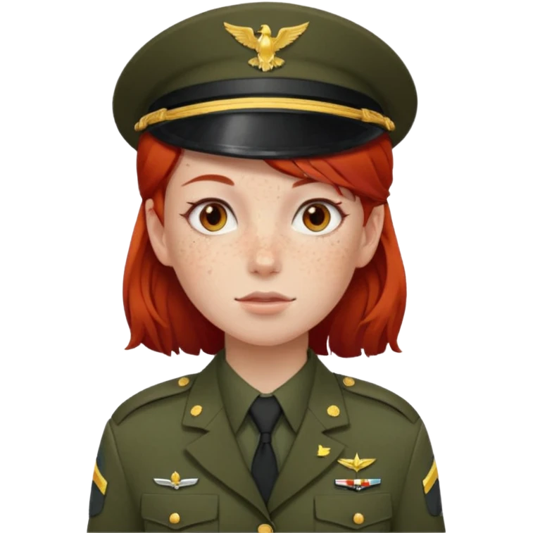 girl in army uniform with red hair emoji emoji