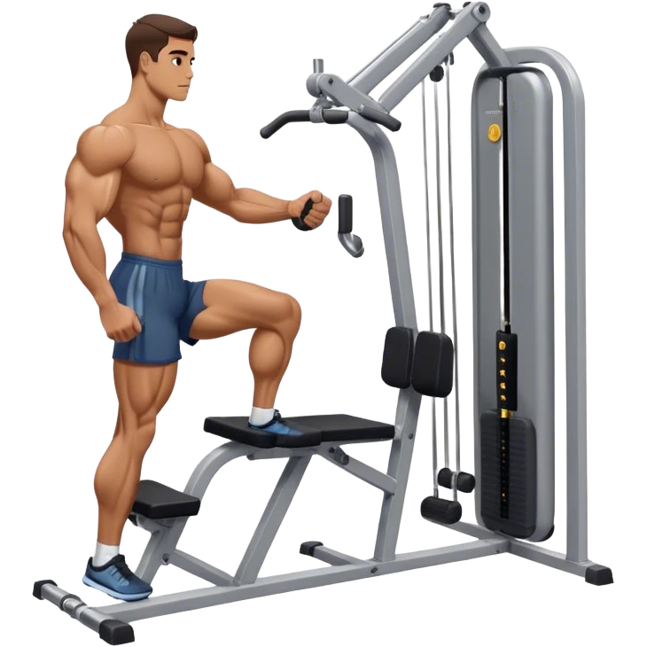 side-view of guy using calf-raise machine emoji