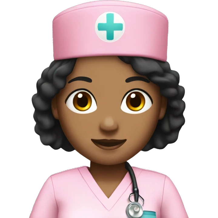  1 Nurse ,white skin woman, black hair ,pink scrubs  emoji