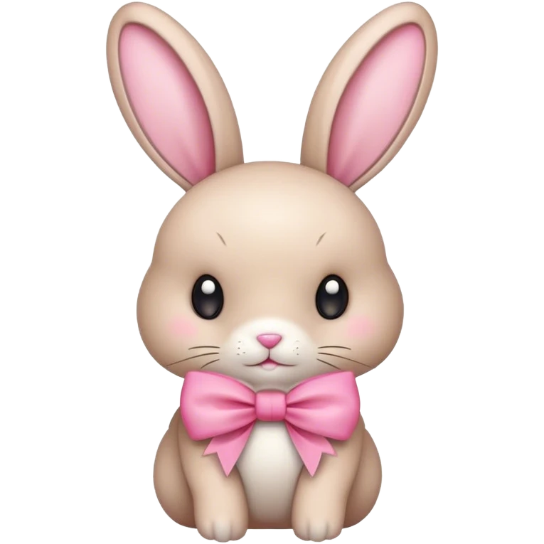 Real beige bunny sitting with a pink bow emoji