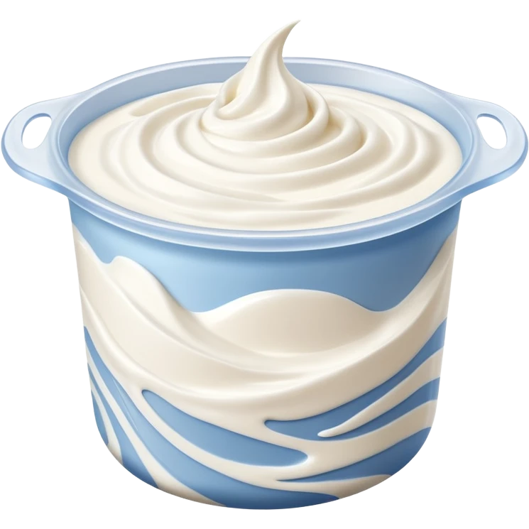 open white container of thick Greek yogurt, creamy surface with soft swirls and peaks, rich dense texture, slightly matte sheen, no branding or garnish, soft lighting, subtle shadows, emoji scale emoji