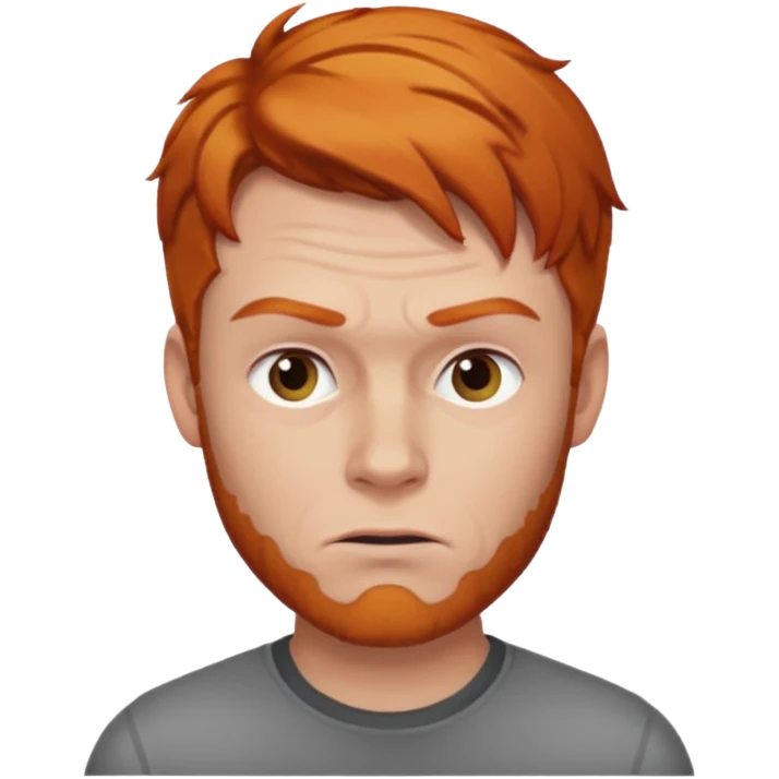 The 🤨 raised eyebrow emoji but with short ginger hair (a man) emoji