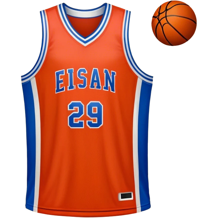 Cinematic Realistic image of a basketball jersey rendered in bold team colors with finely textured fabric and realistic creases, set against an energetic court backdrop with bright, dynamic lighting emoji