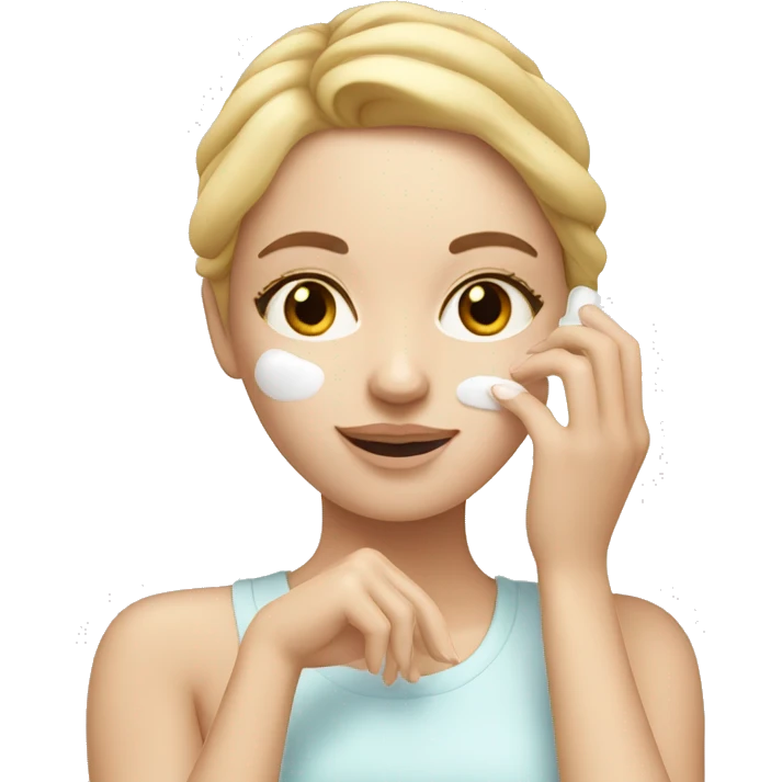 white girl applying cream on face emoji