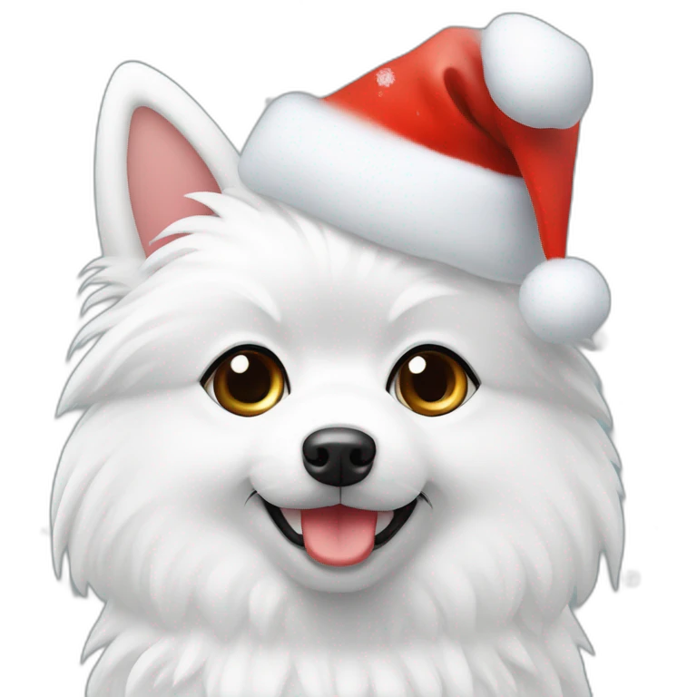 Japanspitz weiß mit weihnachtsmütze emoji
