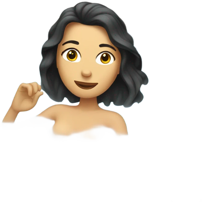 White Woman with dark long hair in bath emoji