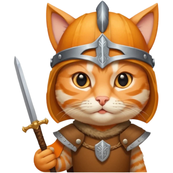 Viking Cat in viking hat holding tiny sword emoji