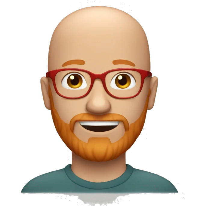 almost bald man with red glasses and ginger beard emoji