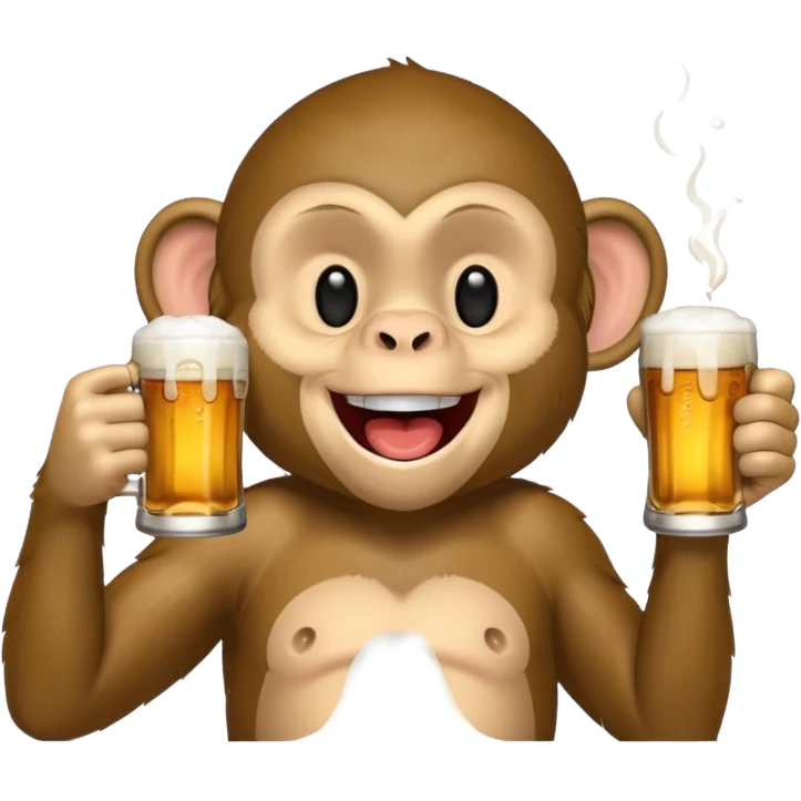 Laughing monkey drinking beer emoji