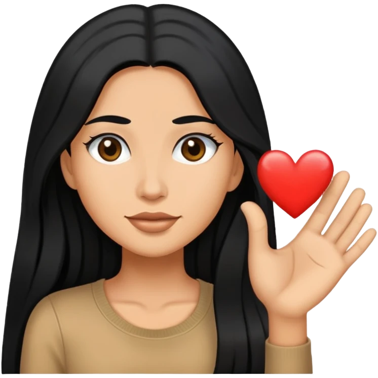 women with long black hair sending love emoji