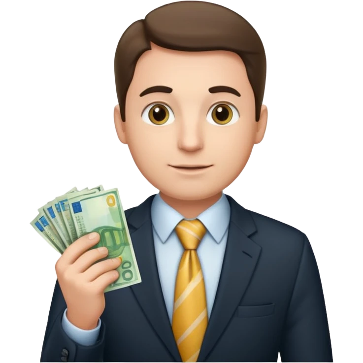 AN UNCLE with a tie in business clothes and with euro money
 emoji