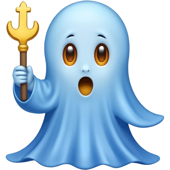 Cute blue ghost without cape siéging heil emoji
