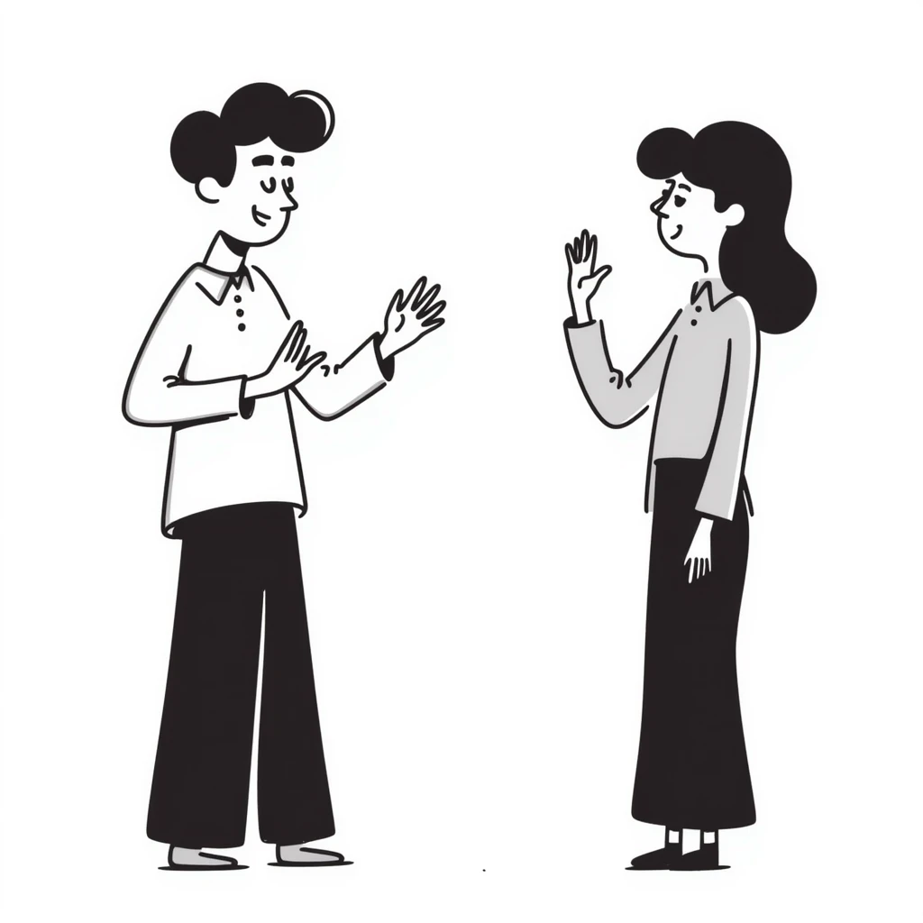 sketch of a man and woman having an argument, hand-drawn lines emoji