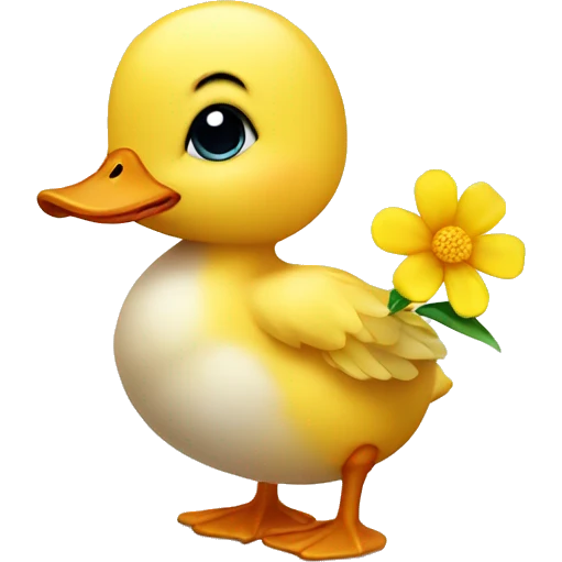 a baby duck holding a flower emoji