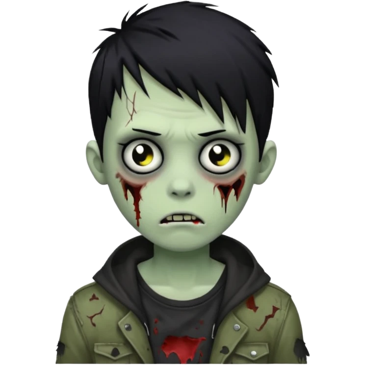 emo zombie boy with black hair emoji