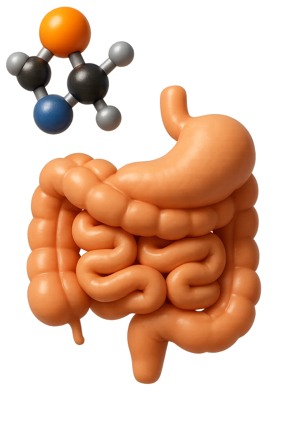 emoji stile iphone in 3d di istamina molecola con intestino, iperrealistico 4k emoji