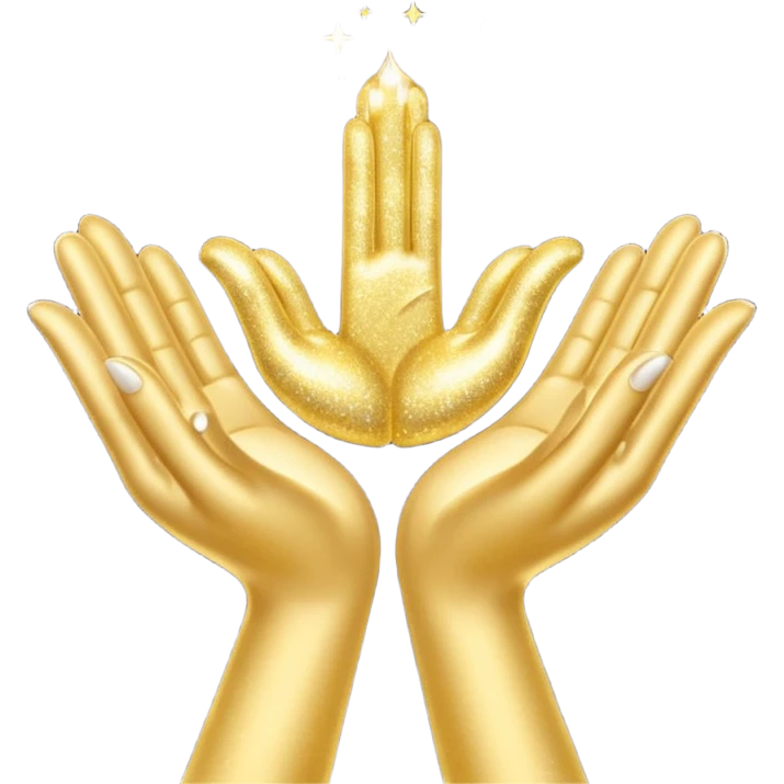 Ανοιχτα χερια με γκλιτερ γραφει συμβολισμος emoji