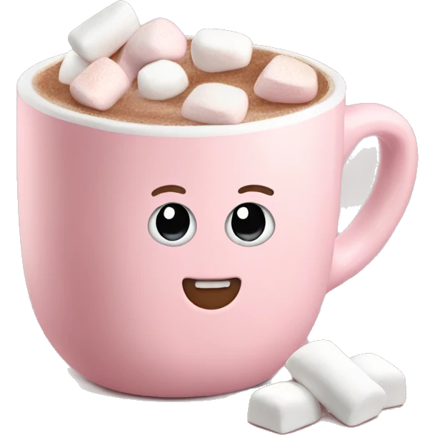 Light Pink mug of hot chocolate with marshmallows  emoji