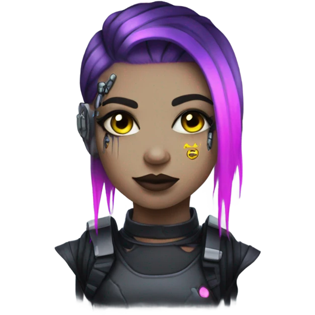 cyborg goth girl, neon hair emoji