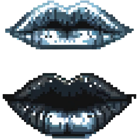 Pixelated black lips, gothic style emoji