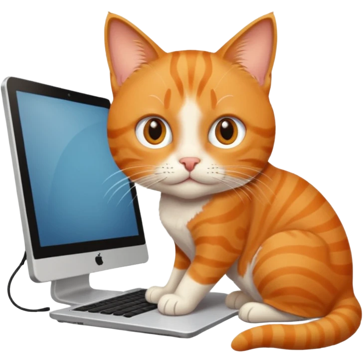 a cat playing on a computer emoji