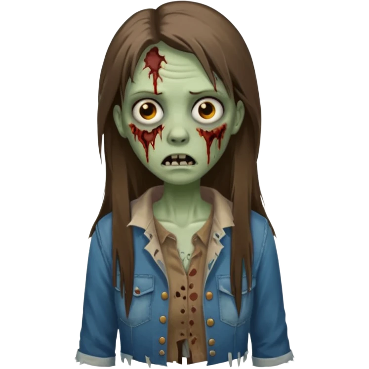 Zombie woman with straight brown long hair emoji