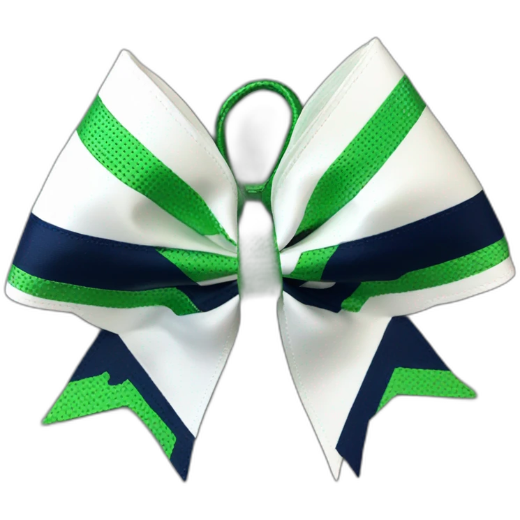 Maces cheerleading bow, white green navy blue emoji