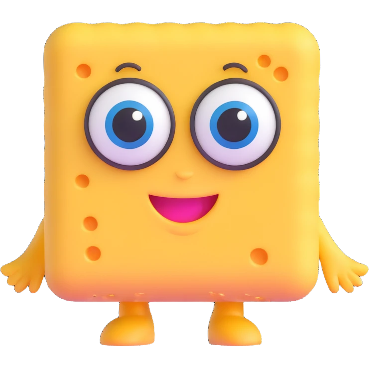 yellow sponge character with big eyes and a smile, inspired by SpongeBob emoji