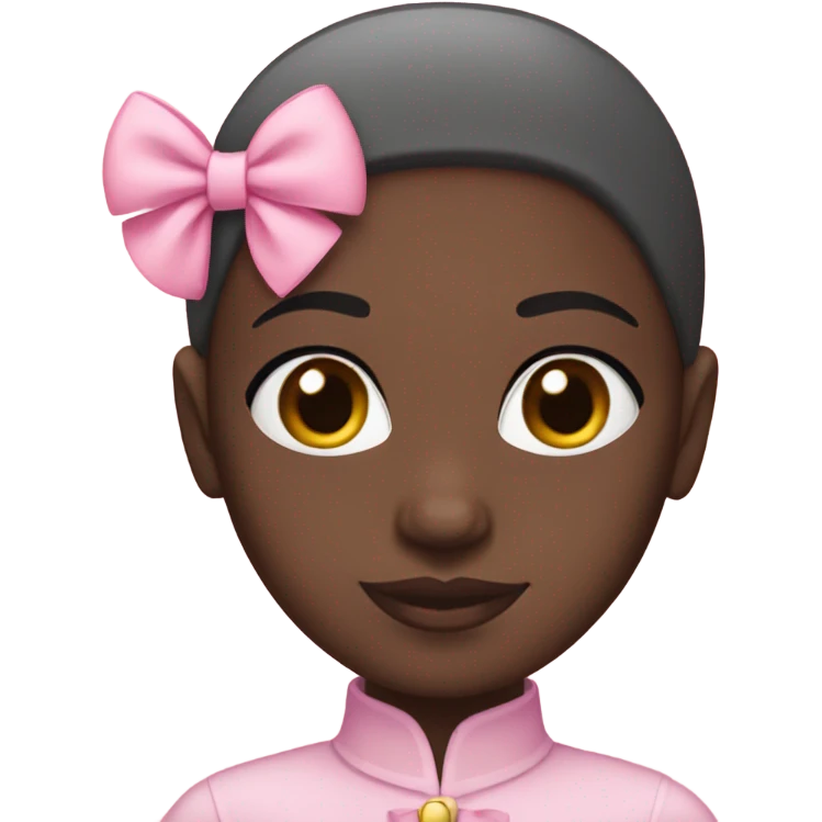 bald dark girl w pink bow emoji