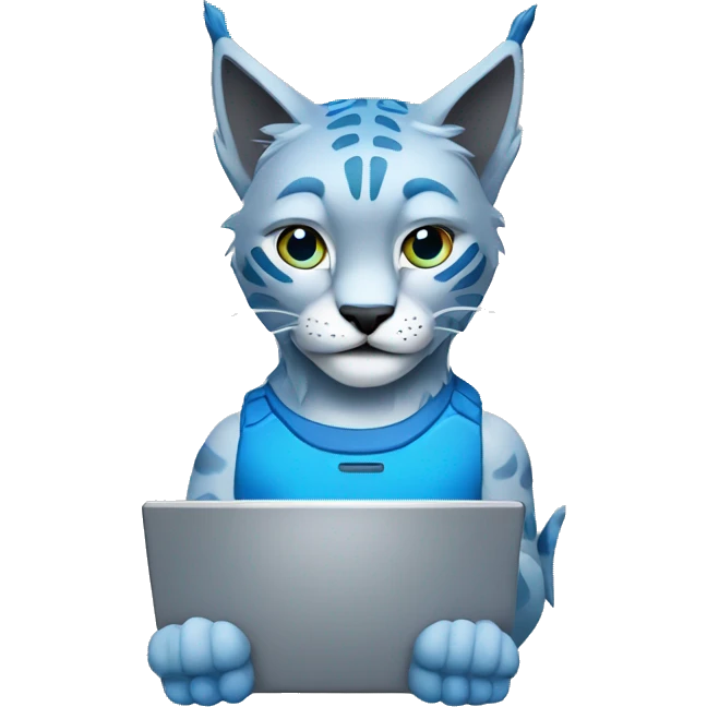A blue lynx with a laptop emoji