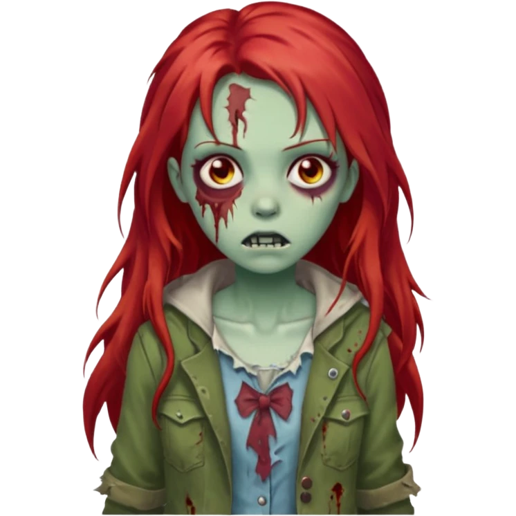 garota zumbi com o cabelo vermelho longo  emoji