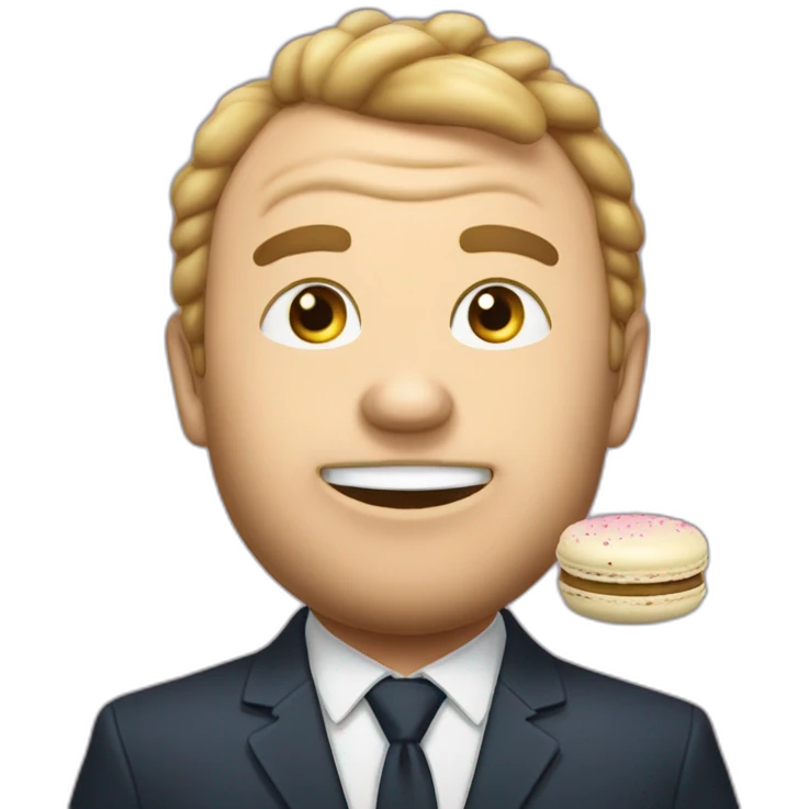Macron mange un macaron emoji