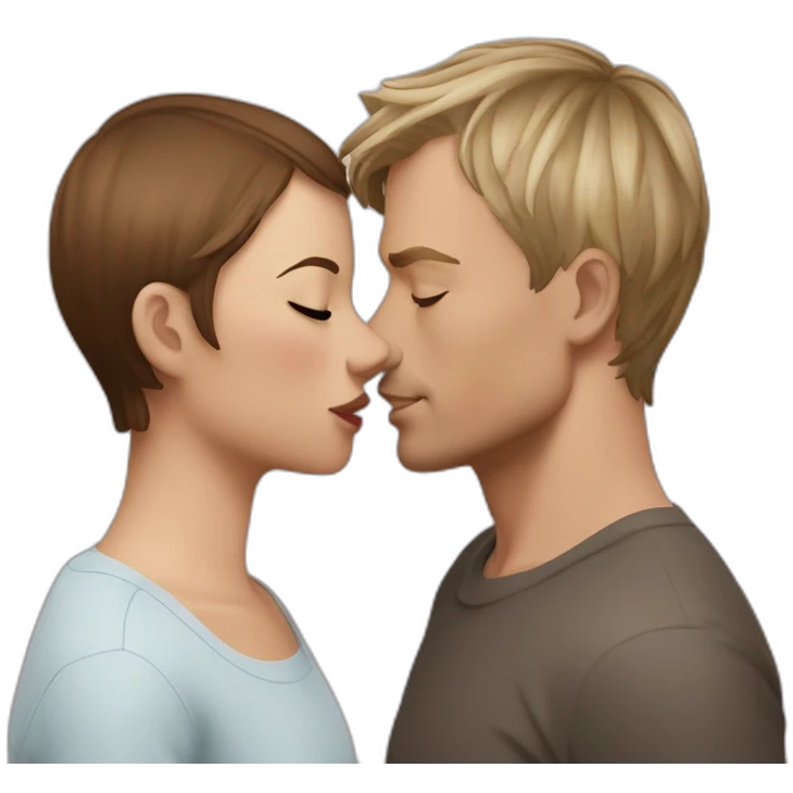 Joel Kinnaman kiss a girl with fair skin and brown hair emoji