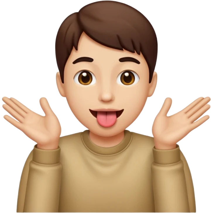 Tongue out with hands to the side emoji