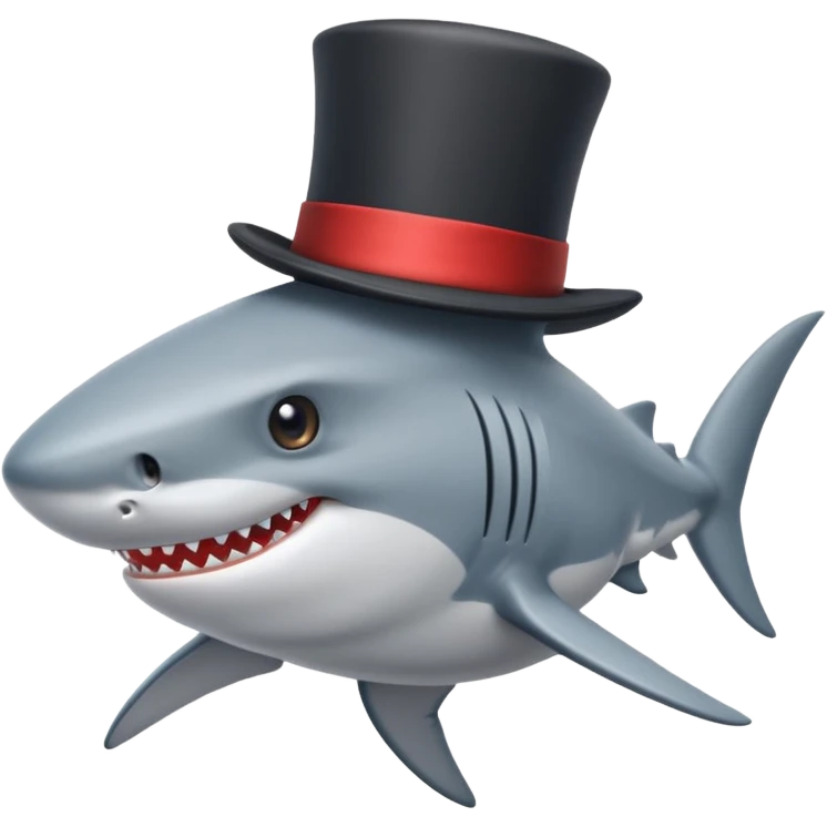Shark with a top hat emoji