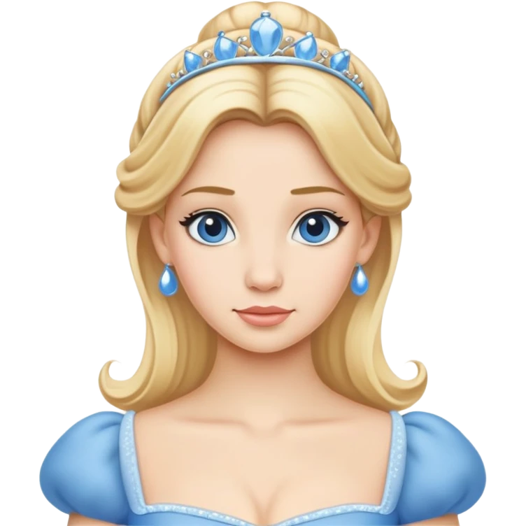 minimal Cinderella with blue dress and blonde hair, extremely simple emoji